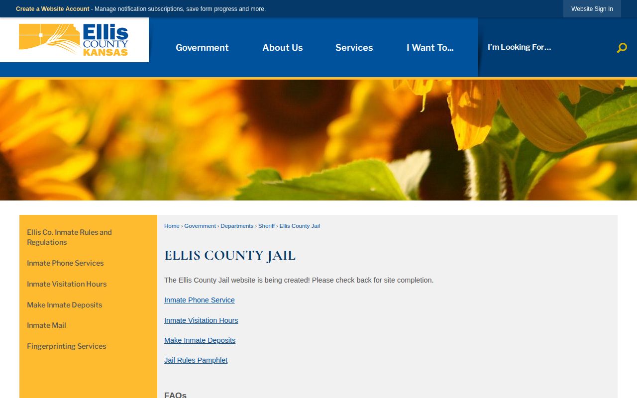 Official Ellis County Jail service page